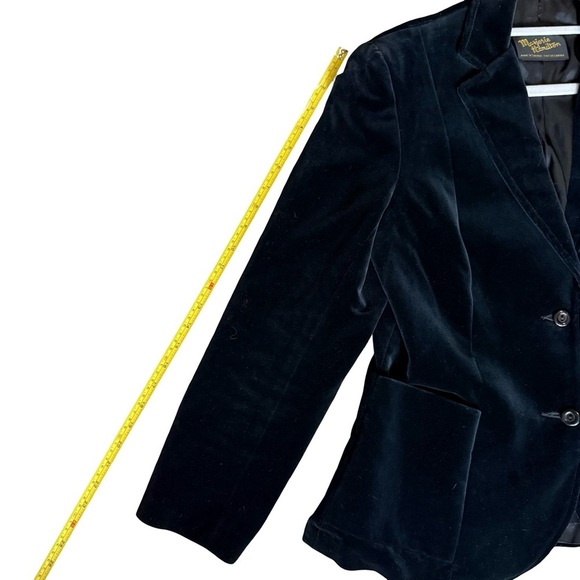 Vintage Marjorie Taylor Black Velvet Blazer Size 12 Holiday Retro 90s Evening - Picture 8 of 15